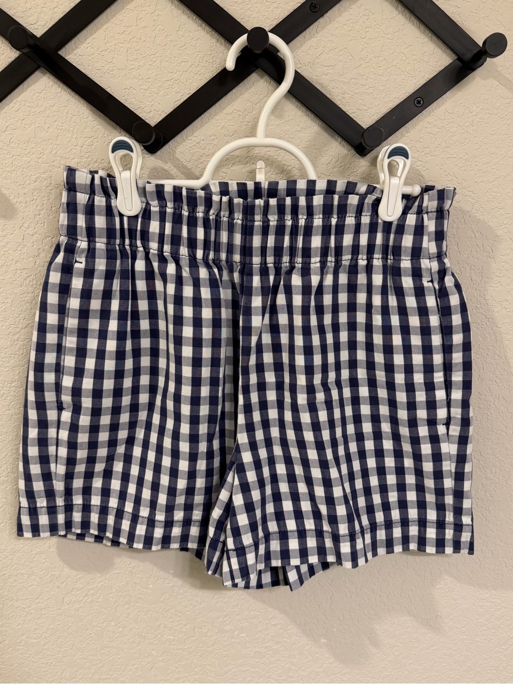 Ann Taylor Factory Blue White Gingham Paperbag Waist Shorts